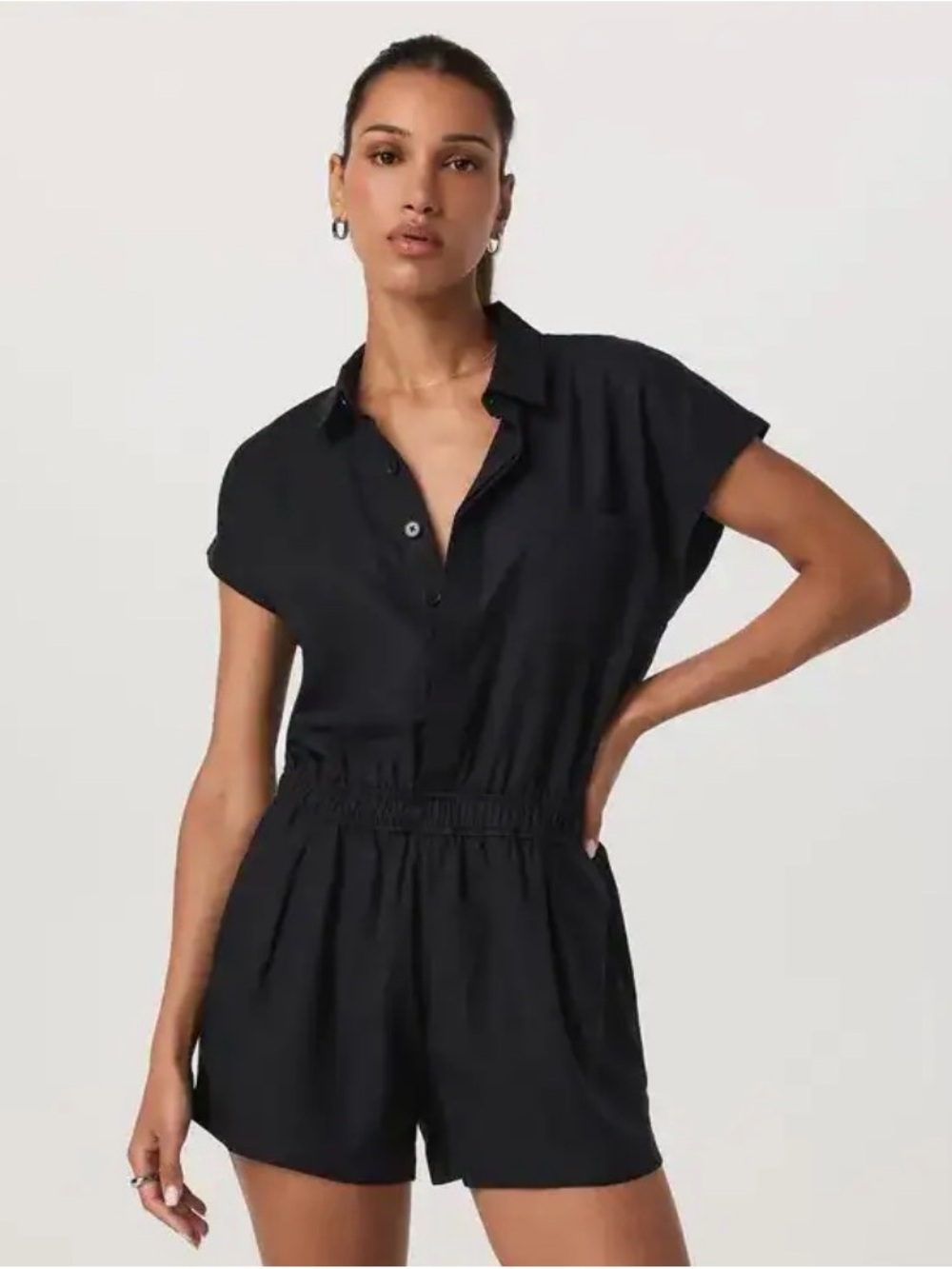 Vuori Trestles Twill Romper in Black - Size Small